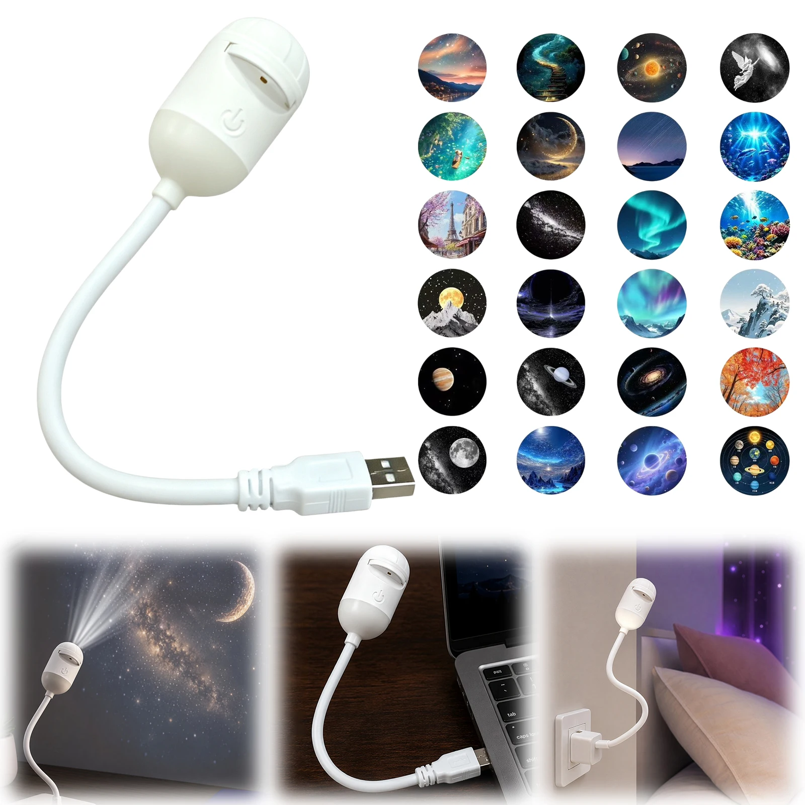 Mini Galaxy Star Projector Two In One Night Light Home Background Atmosphere Light Bedroom Car Decoration Children's Gift ﻿