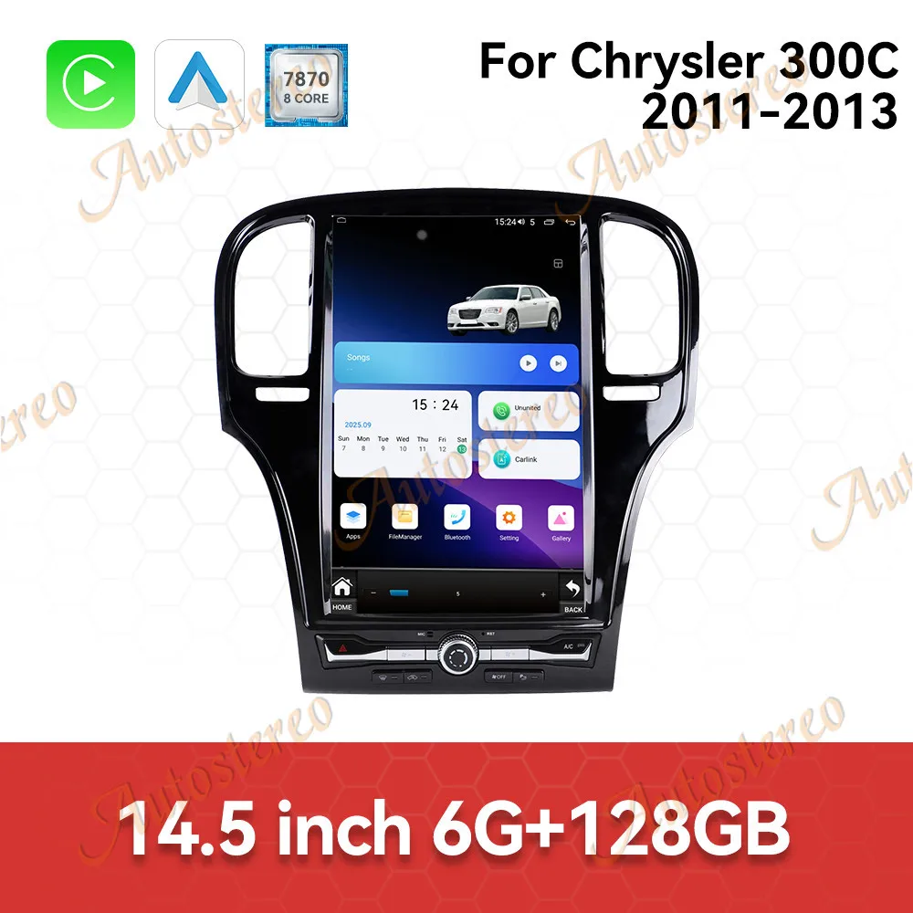14.5 inch Android 14 Car Radio for Chrysler 300C 2011-2013 Temperature Control GPS Multimedia Player Auto Wireless Carplay