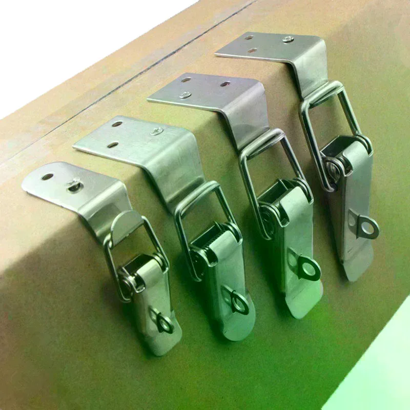 90 Degrees Duck-mouth Buckle Hook Lock Draw Toggle Latch Clamp Clip Silver Hasp Latch Catch Clasp Home Use Daily Essential