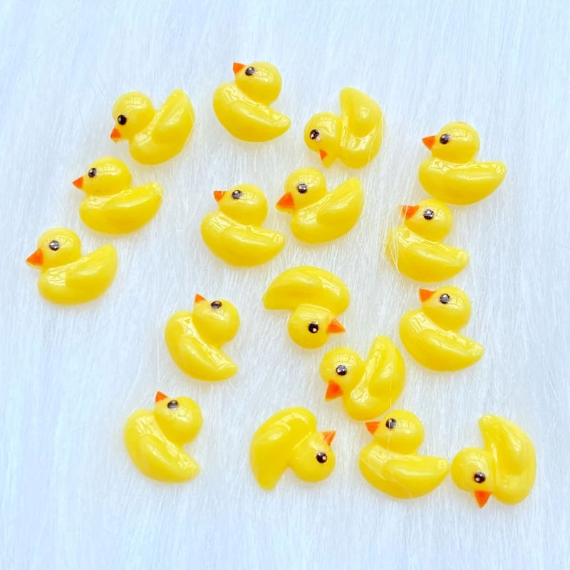 50Pcs New Cute Mini Duck Resin Figurine Crafts Flatback Cabochon Ornament Jewelry Making Hairwear Accessories