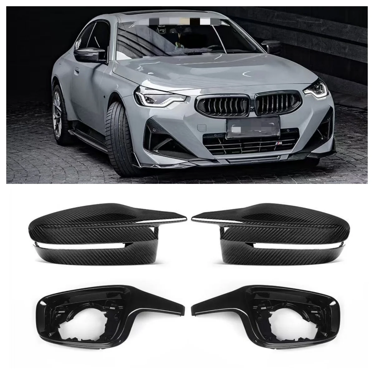 High quality car rearview mirror cover suitable for ， 2 Series G42 M240 M4 cow horn style rearview mirror cover four piece set