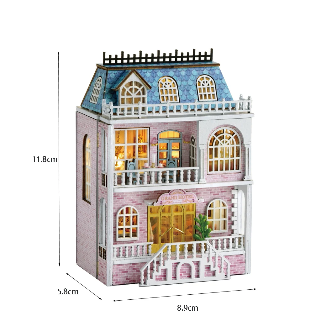 مجموعة أدوات بيت الدمى الخشبي القابلة للفتح من OUZEY - نموذج مصغر "سلسلة منزلية صغيرة" مع أثاث، هدية إبداعية للفتيات #3