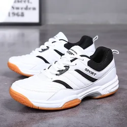 Zapatos de cuero para hombre, tenis de mesa a la moda, calzado de entrenamiento para bádminton, zapatillas para correr al aire libre, 38-46 talla grande, novedad