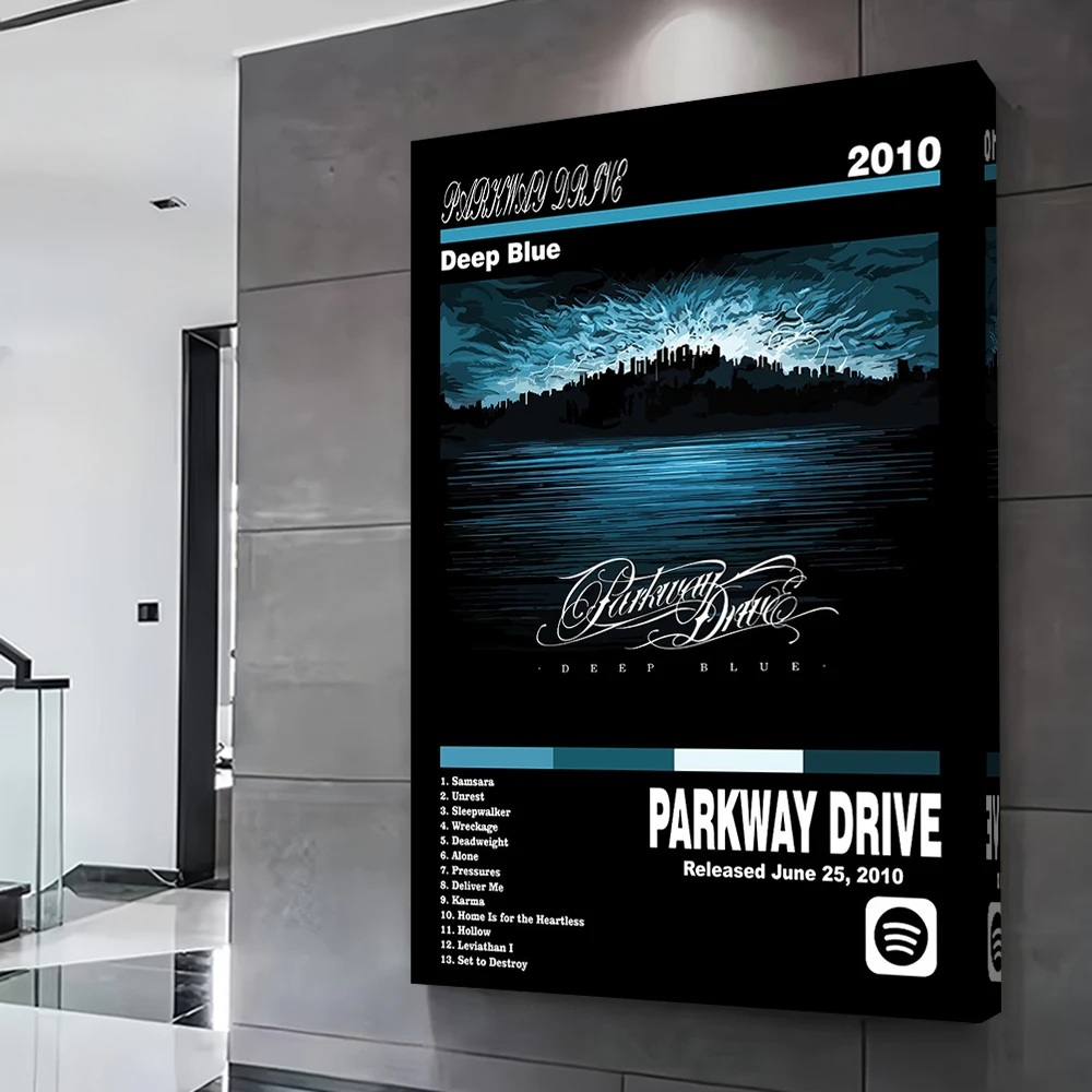 باركواي درايف - ملصق غلاف ألبوم أزرق عميق، لوحة قماشية مطبوعة قابلة للتخصيص للصور، فن جداري، ديكور غرفة جمالية