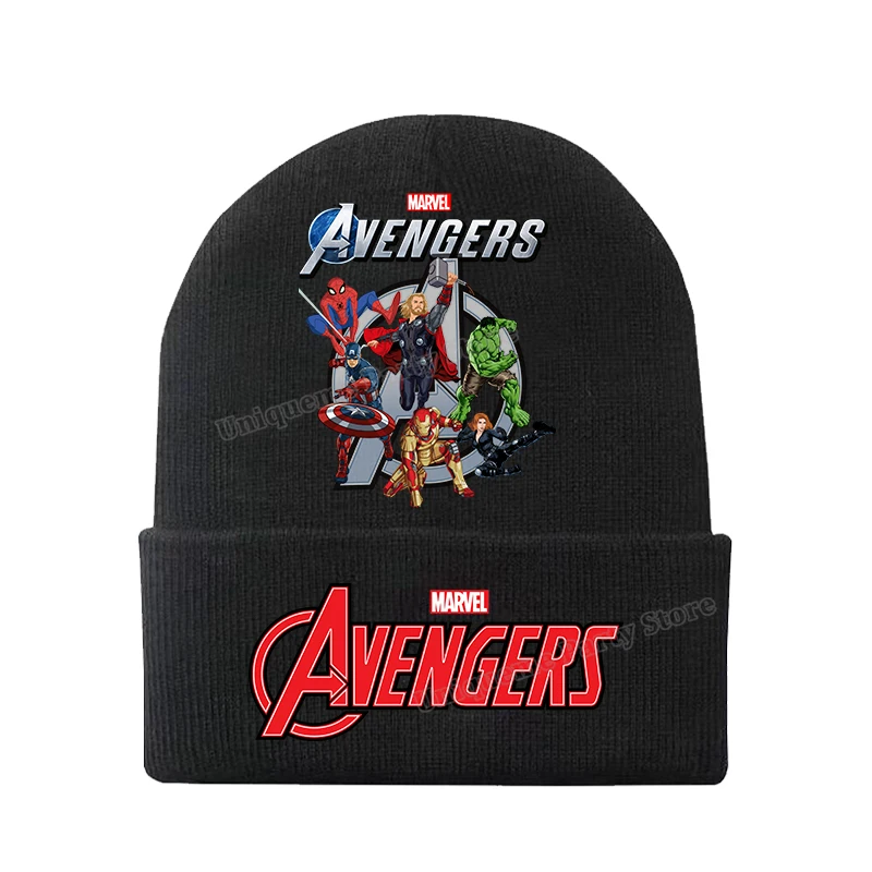 Avengers Children Beanie Captain America Thunder Knitted Hat  Anime Hulk Iron Man Skull Cap Boys Beanies Winter Warm Bonnet Cap