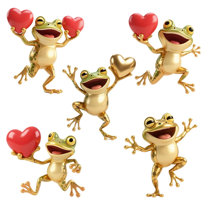Three Ratels CD347 Golden Love Frog Wall Stickers for Home Decoration and Children's Place decals