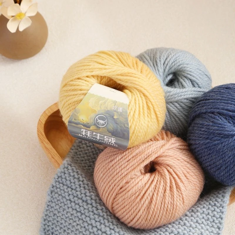 50g/roll Yak Cashmere Wool Cotton Yarn Knitting Cashmere Arm Cotton Blended Crochet Yarn Knitting Sweater Scarf Chunky Yarn