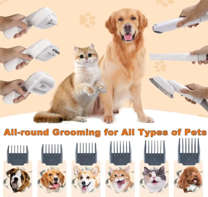 6 in 1 Low Noise Pet Grooming Vacuum Kit Powerful Hair Suction Clipper with 2.5L Large Bin for Dogs Cats Home Salon No Mess Groo view 6