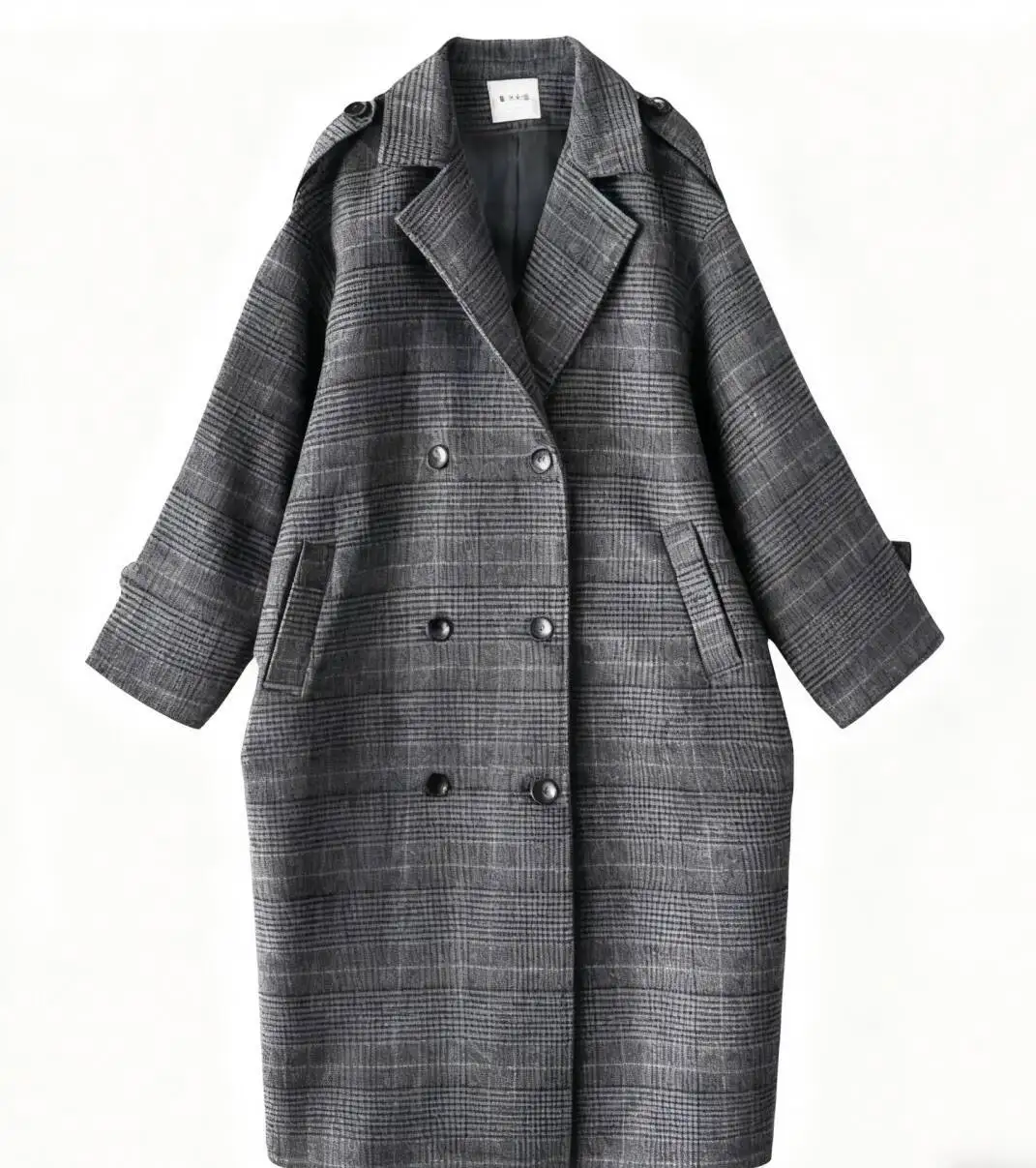 

Wool Blend Coats Womens Woolen Coat Cotton Added Winter Velvet Corduroy Checked Buttoned Double-Layer Adjustable Waist-Fitted OL
