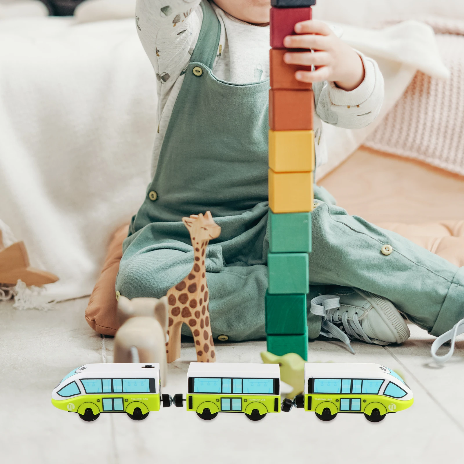 

Electric Train Head Baby Toy Funny Kids Plaything Connectable Toys Powered