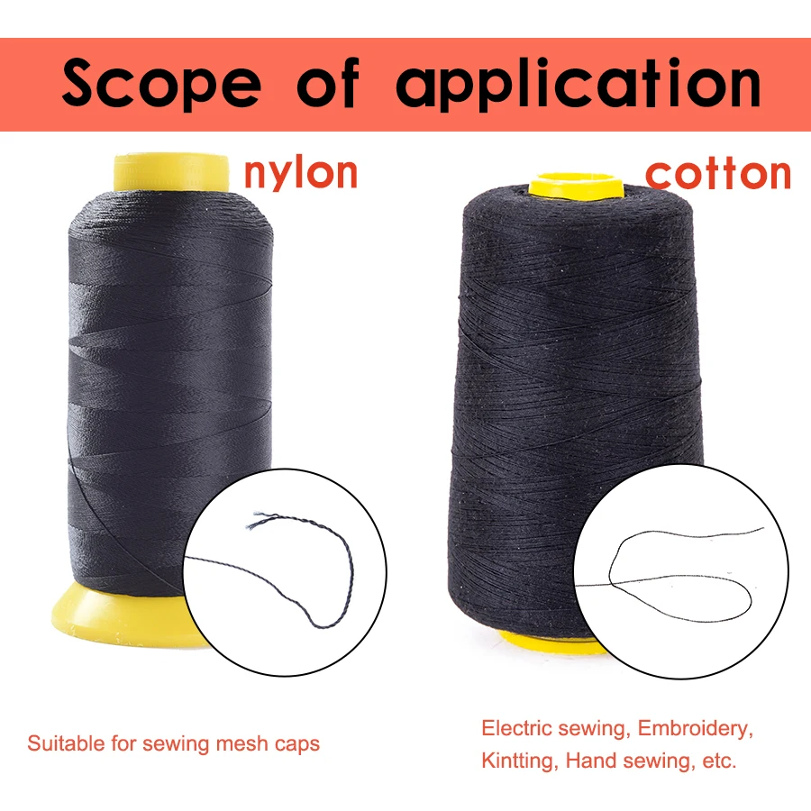 Wig Yarn Sewing Cotton Nylon Thread For Hair Weave Wire Long Line Hairs Thread Mesh Caps Wig Making Kit Hair Extension Tools