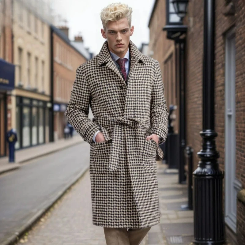 

Winter Padded Thickened Men's Coat Fashionable Lapel Mid-length Woolen Coat Temperament Comfortable and Elegant Breathable