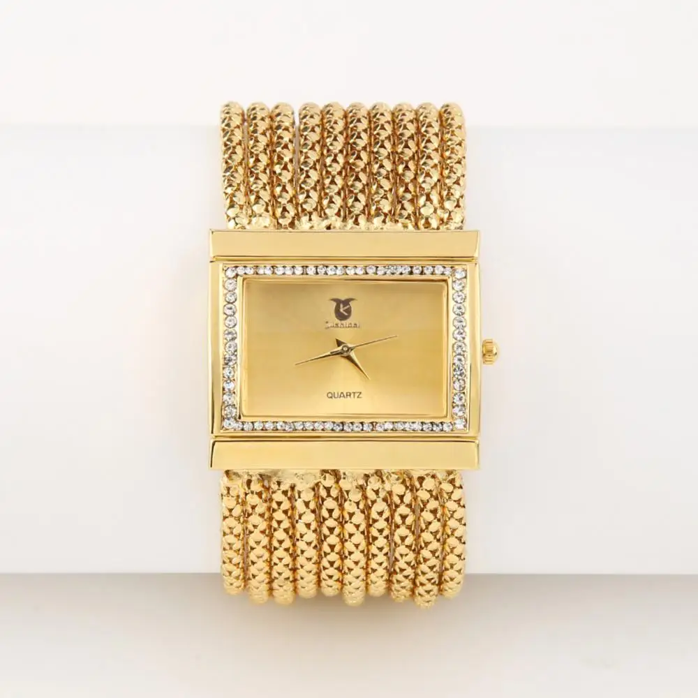 女性用マルチレイヤークォーツ腕時計、ビーズ合金ブレスレット、アナログファッション
