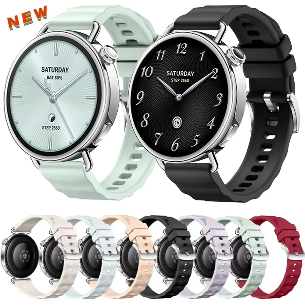 18mm Silicone Strap for Xiaomi Watch S4 41mm Huawei Watch GT6-5-4 41mm Wave Breathable Bracelet Band OPPO Watch X3 Mini/X2 Mini