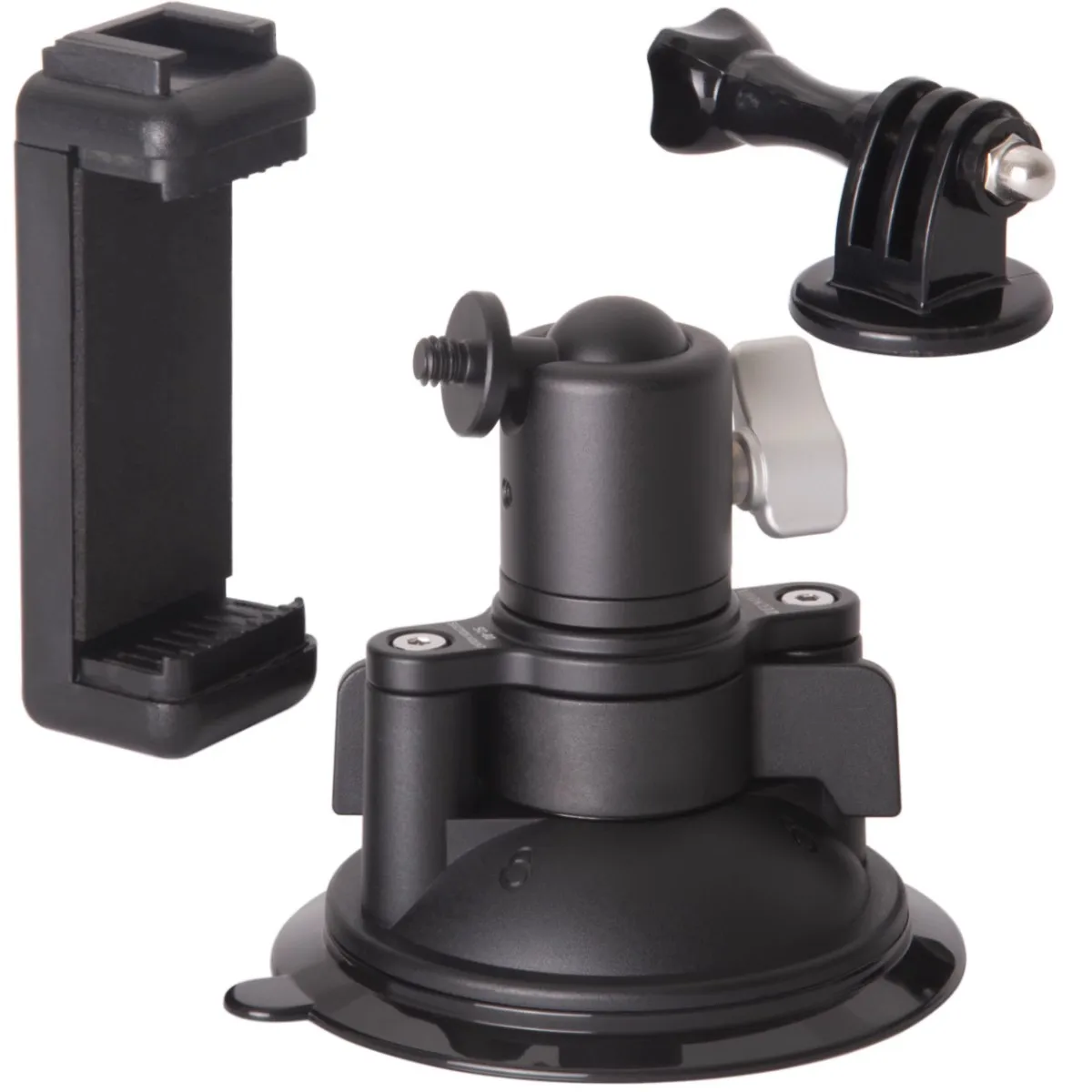 Suction Cup Car Mount with Phone Holder, Windshield Window Dashboard Boats Vehicle Attach for GoPro Hero 11 10 Insta360 DJI