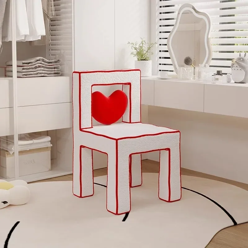 Creative love comic makeup dopamine bedroom casual back dressing stool Internet celebrity cartoon art dining chair