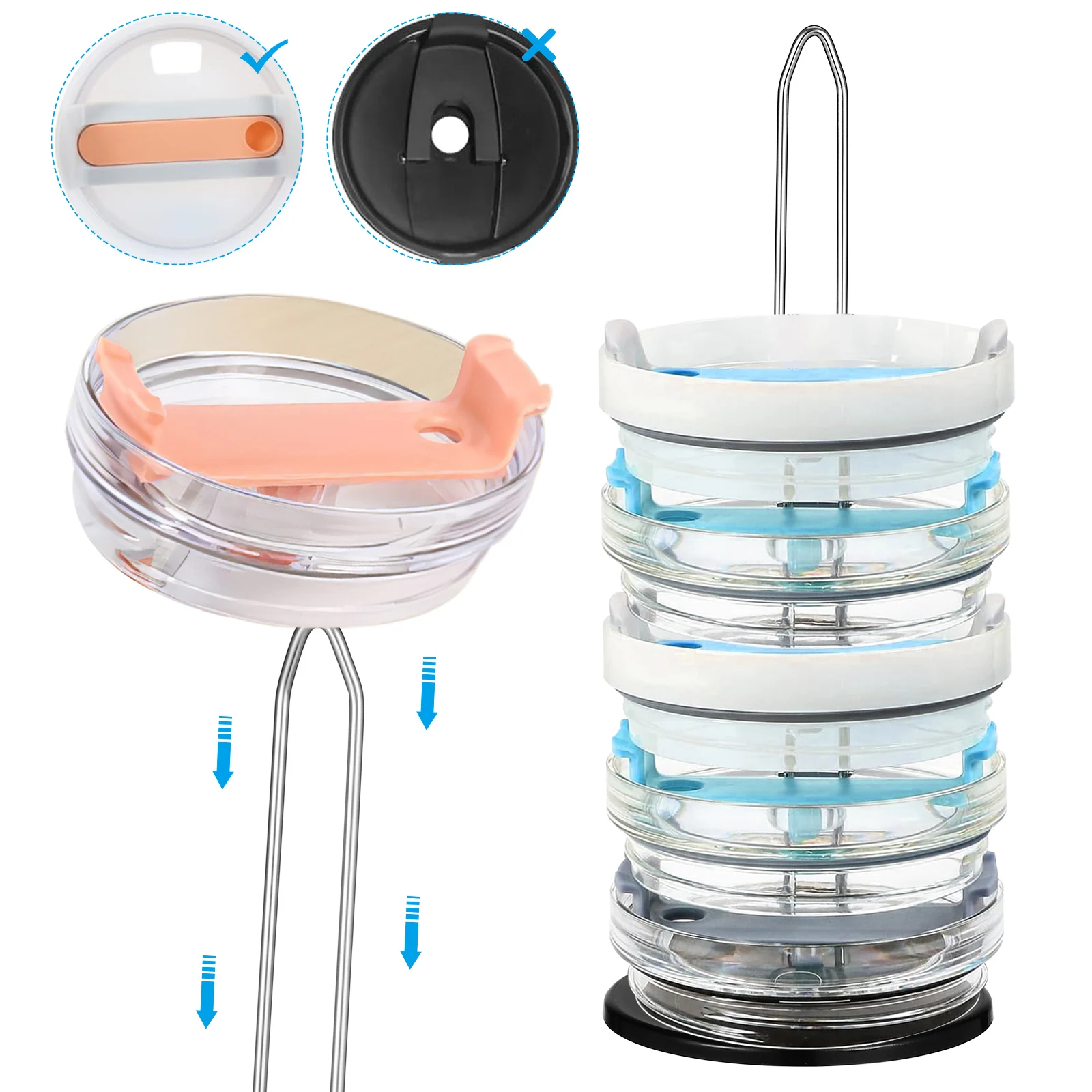 

2 pcs Lid Organizers Tumbler Lid Organizer Slim Vertical Storage Rack Stackable Cup Lids Holder Water Bottle Cover Stand For