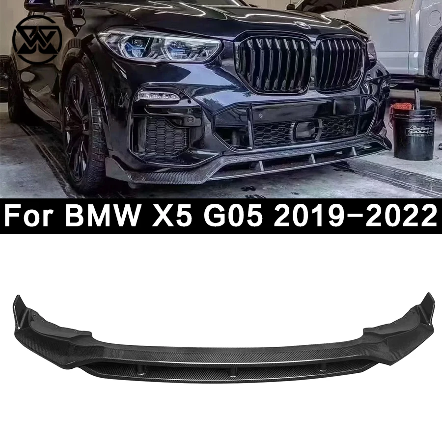 For BMW X5 G05 2019-2022 Carbon Fiber Front Bumper Diffuser Lip Spoiler Lower Guard Plate Front Lip Splitter Body Kit