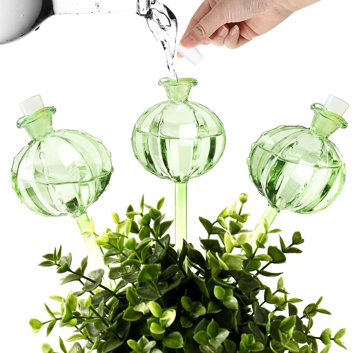 ABLJPlant 散水グローブ、3 個の吹き植物散水装置、自己散水グローブ屋内植物サボテン用散水グローブ