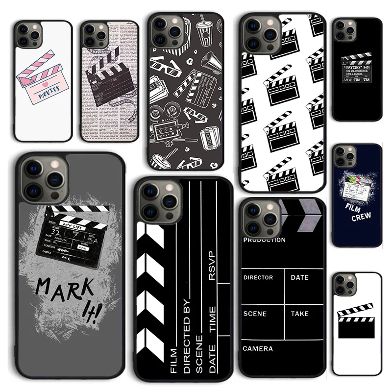 Autumu Film Movie Clapperboard Clapper Board Phone Case Cover for iPhone 16 15 12 mini 11 13 14 Pro Max SE 2020 6S 7 8 Plus