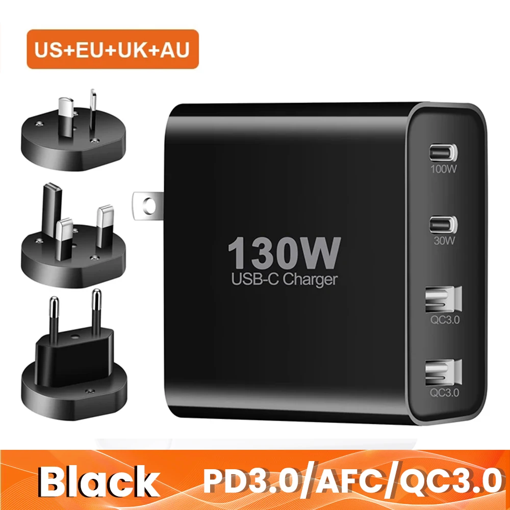 Imagem -03 - Psda 3d 130w Super Rápido Vooc 100w Mais 30w Dual pd Qc3.0 Carregador de Parede ue Eua Reino Unido au Plugs para Iphone 12 13 14 Pro Max Samsung Tablet