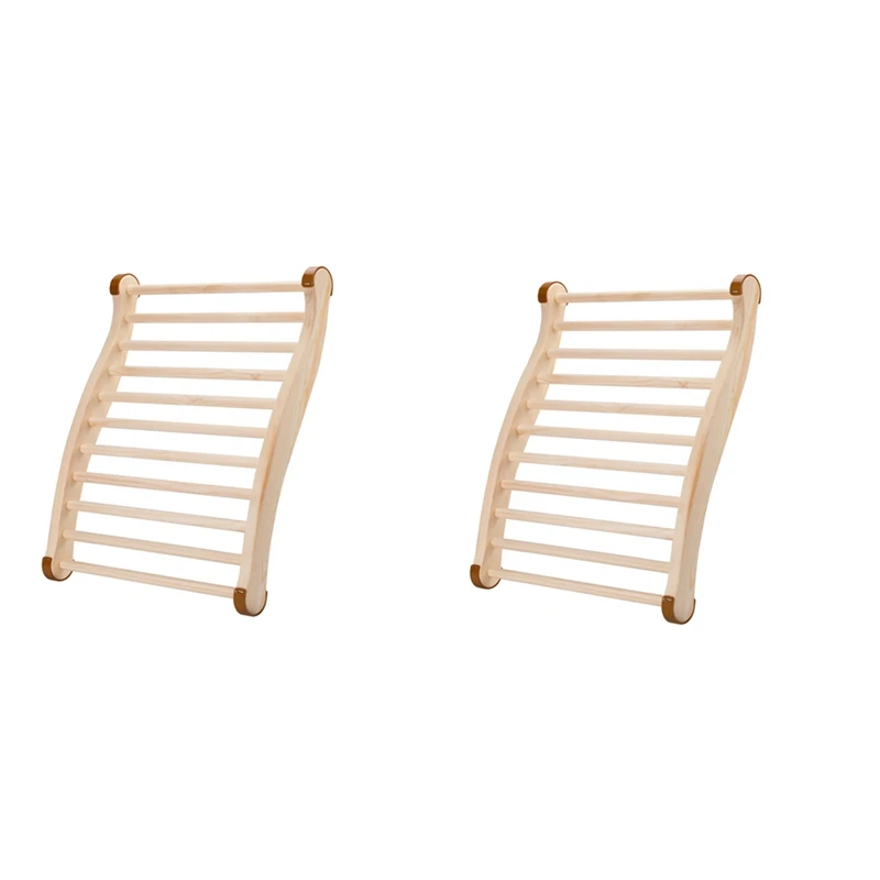 2X Sauna Backrest, Wooden Sauna Backrest, Ergonomic S-Shaped Backrest, Suitable For Sauna Recovery,Health And Relaxation