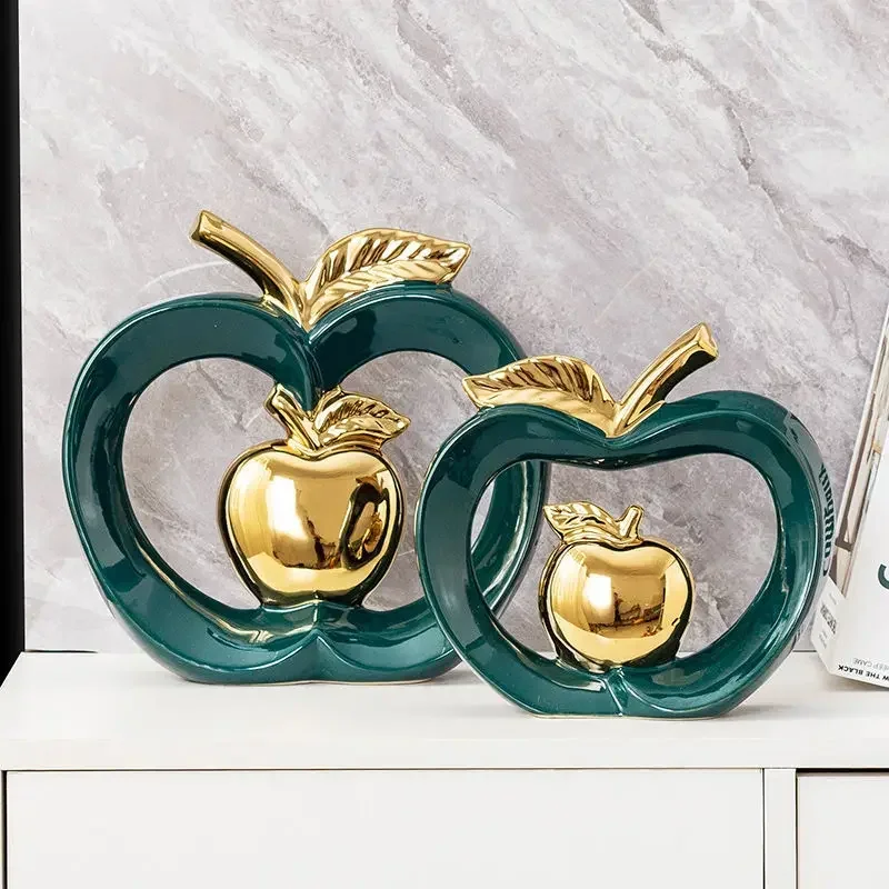 

Modern Creative Ceramic Apple Gourd Accessories Home Bookcase Cabinet Figurines Decoration Study Room Table Furnishing Ornaments