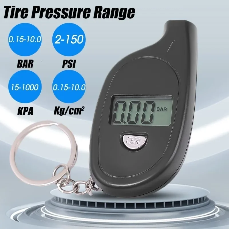 Car Tire Pressure Indicator Digital Lcd Display Tire Gauge Mini Keychain Car Motorcycle Bike Valve Cap Sensor Detector