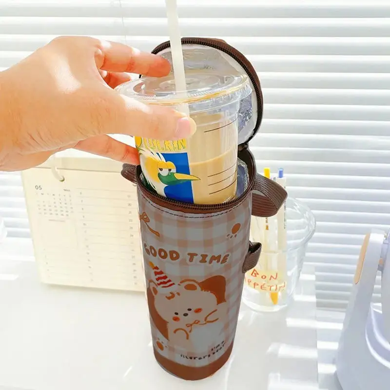 

Портативная милая сумка-тоут для чая с молоком, сумка для сохранения тепла, экологически чистая сумка для переноски, изолированная крышка для чашки, аксессуары для стаканов