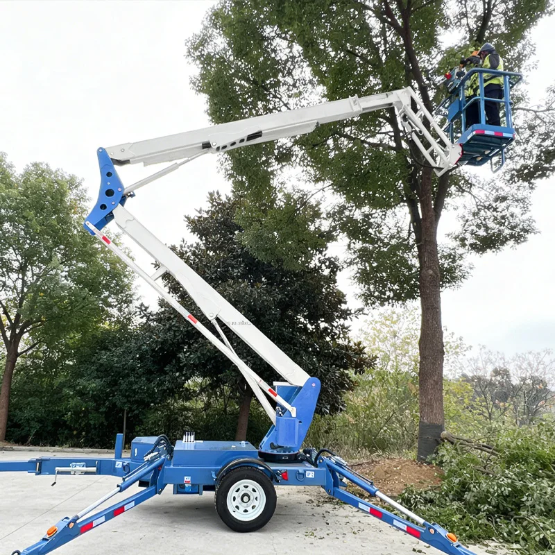 Customized 12-24m Hydraulic Towable Boom Lift 200kg For Garden Tree Work CE Certified
