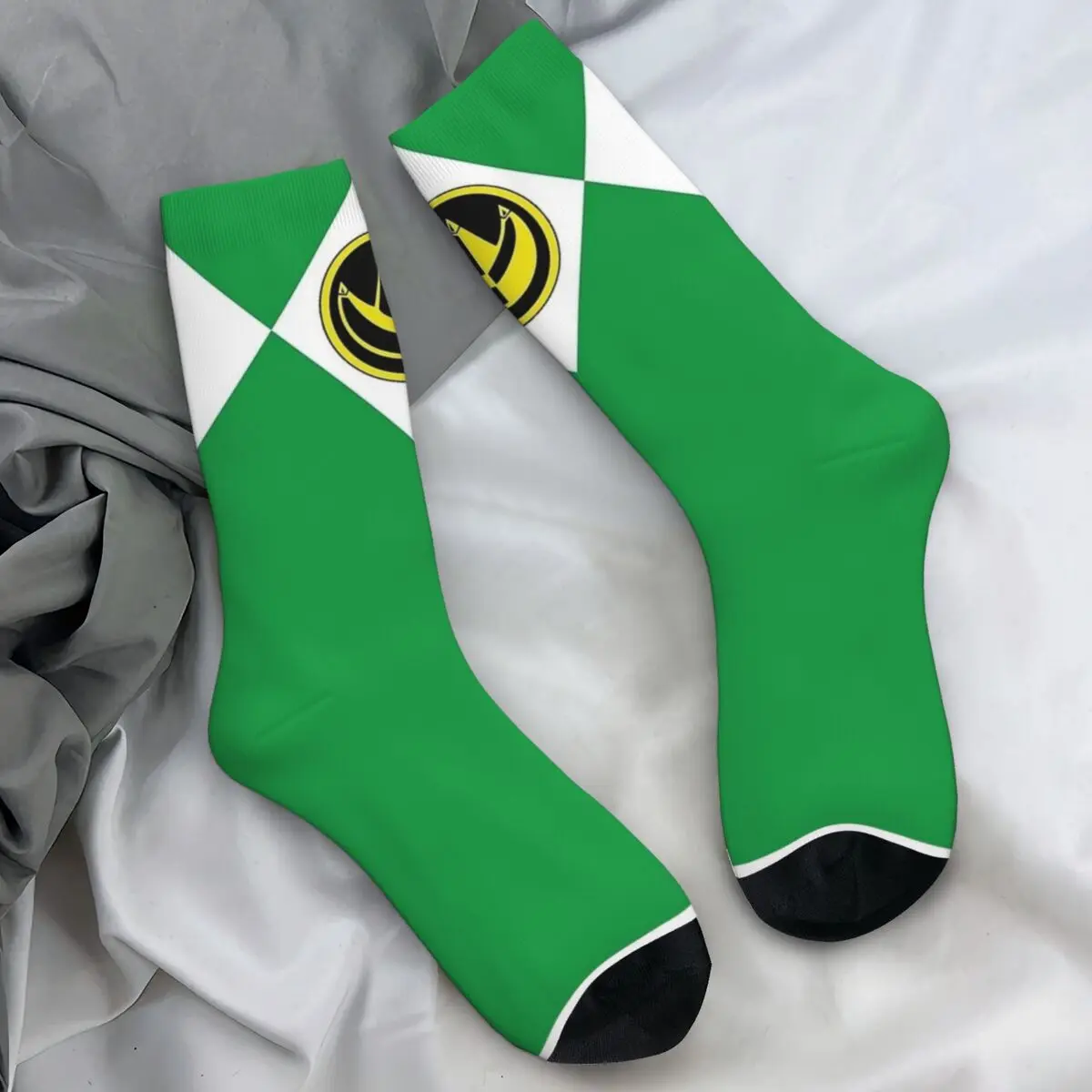 

MMPR Green Ranger With Coin Socks Gothic Stockings Autumn Non Slip Men Socks High Quality Custom Outdoor Socks