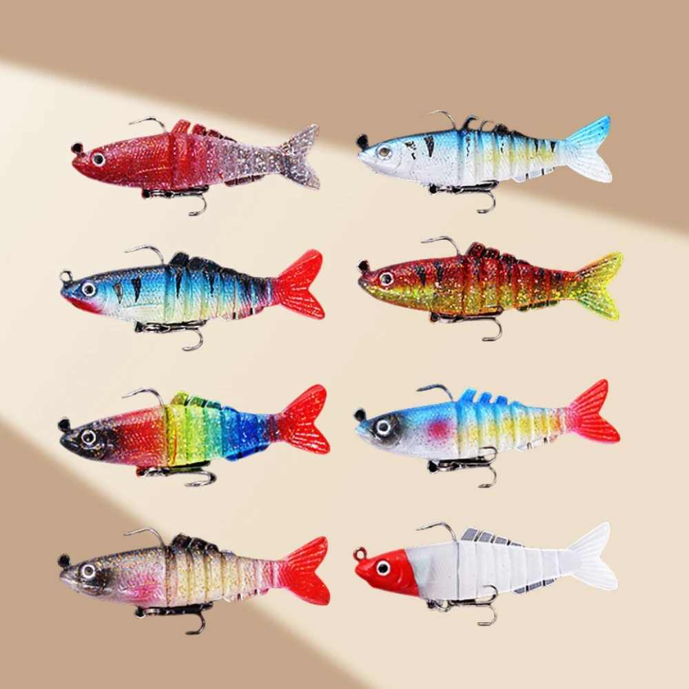 

8PCS Multi-joint Lead-core Fish Lure VIB Multi-section Soft Lures 9cm 16g Bionic Bait Artificial Lures Fishing Accessories 8PCS