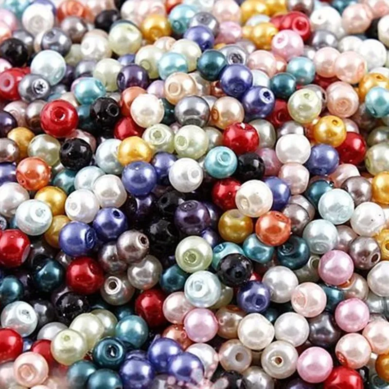 Mix Colors Glass Pearl Loose Imitation Round Beads DIY 3/4/6/8/10/12/14/16mm Necklace Bracelet Earrings Jewelry Making Materials