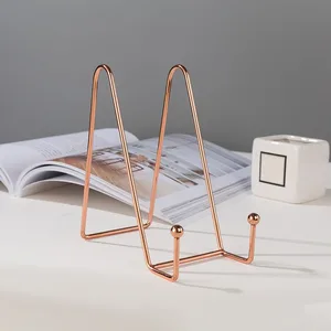 Moldura de imagem em ouro rosado, prateleira para livros, armazenamento, expositor de livros, placa decorativa, suporte de exibição de arte 10 principais vendas prateleira decorativa dourada - №10