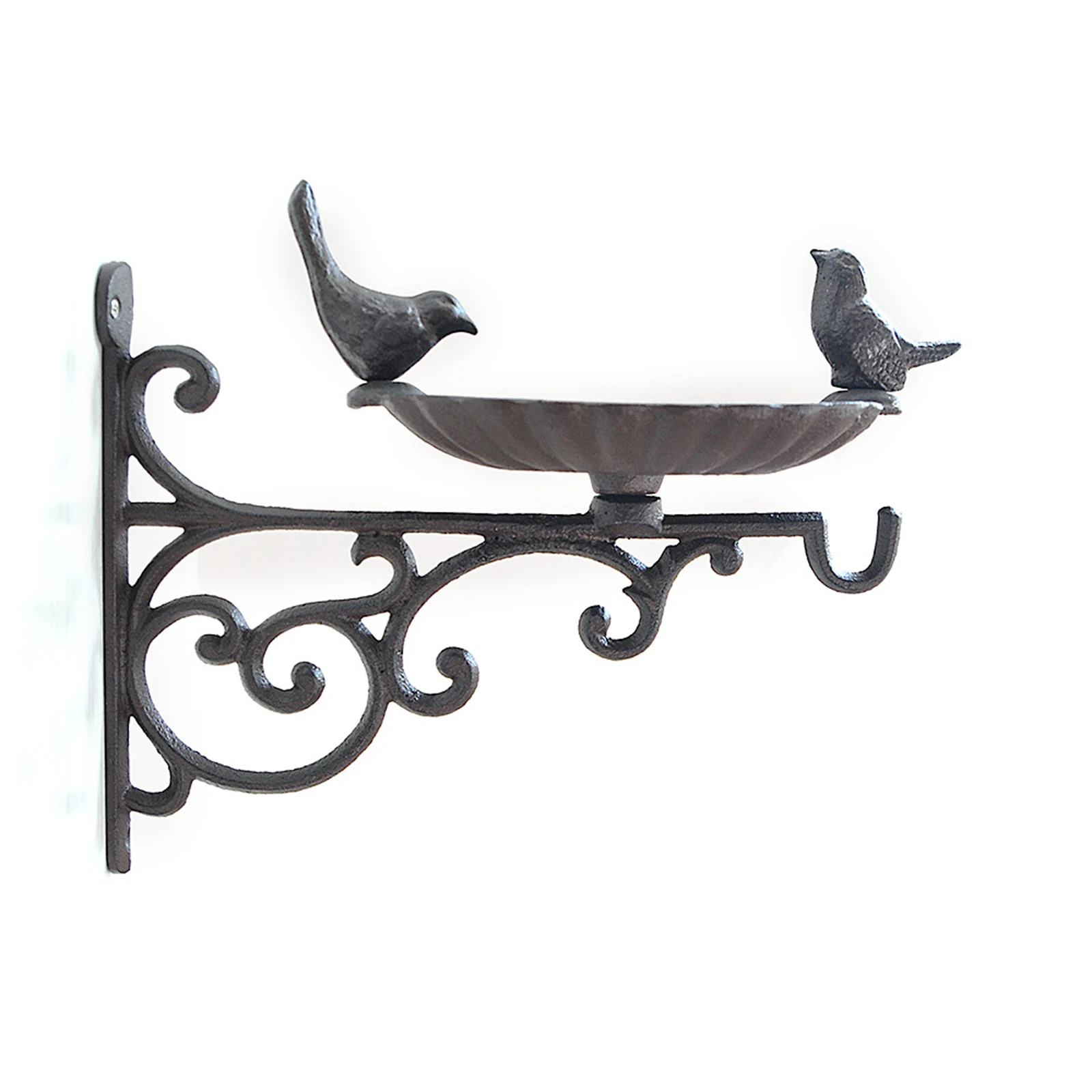 

Hanging Bracket Garden Hook Bird Food Container Bird Food Basin Outdoor Antique Wall Mounted Iron Home Decoration Flower Pot