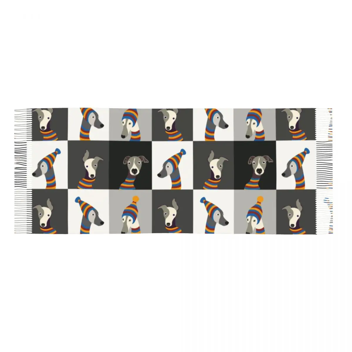 Grappige Cartoon Greyhound Whippet Hond Kwastje Sjaal Vrouwen Zachte Sighthound Hound Shawl Wrap Vrouwelijke Winter Sjaals