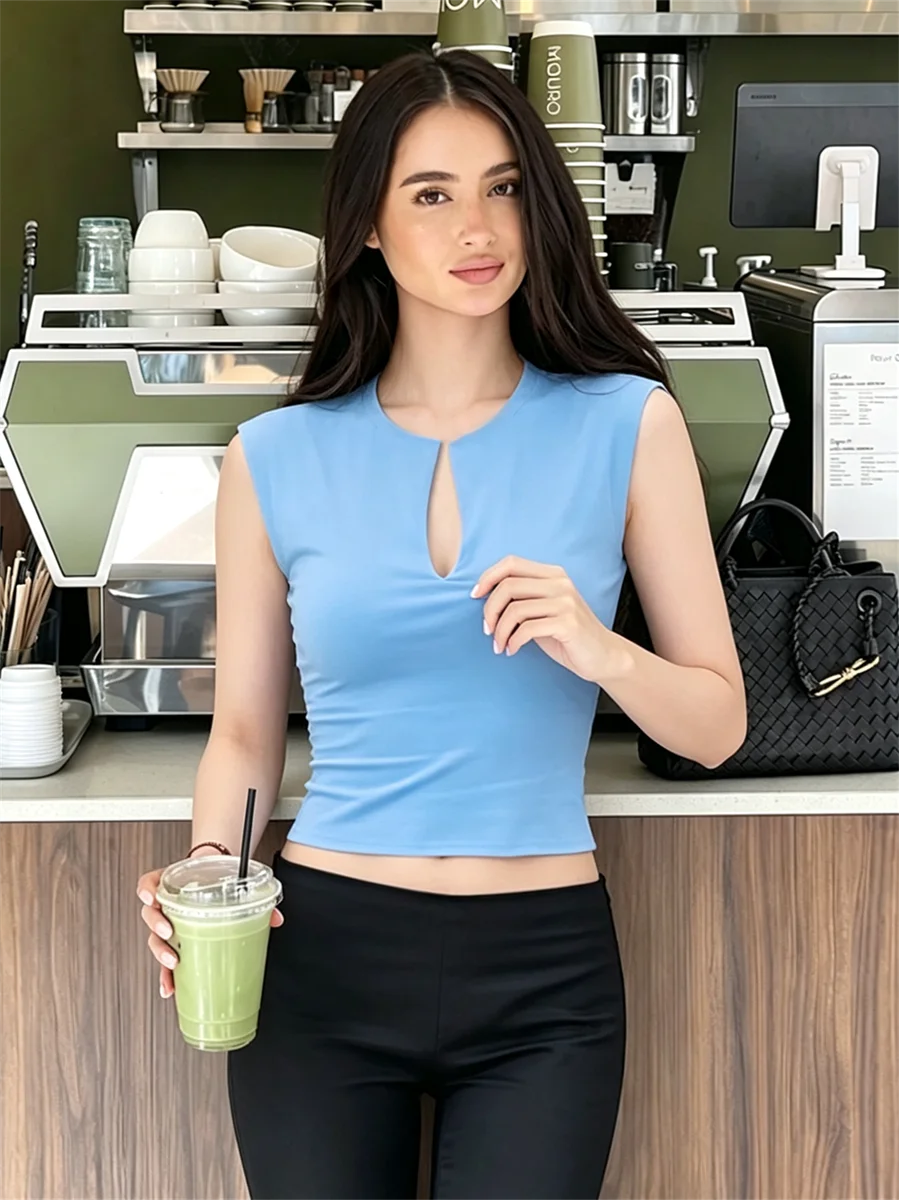 Weird Puss Trend Split Tank Top Women Casuals Chic Classic Patchwork Stretch Simple Sporty Streetwera Fashion Basic Daily Vest