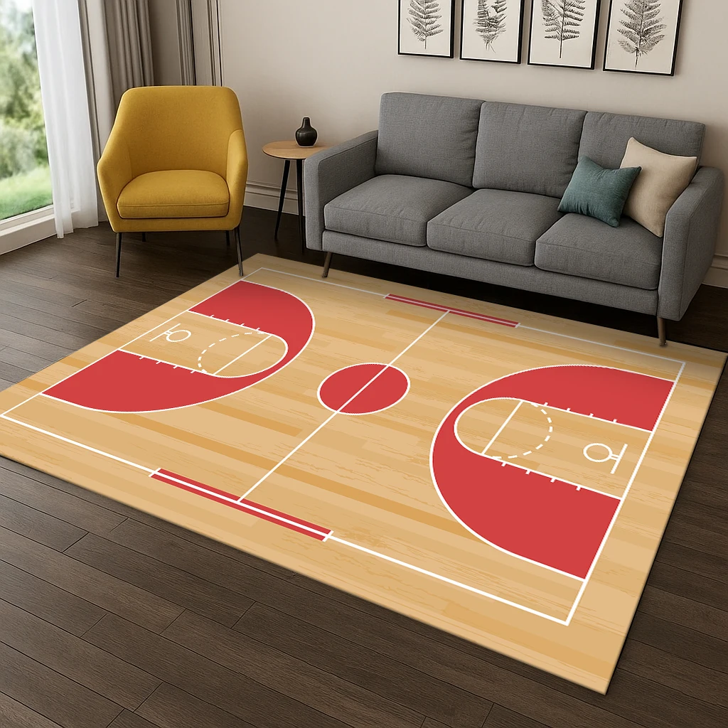 Basketball Court Cartoon Carpet Carpet Rug for Sofa Bedroom Living Room Doormat Home Decor,Kid Game Area Rug Non-slip Mat Gift