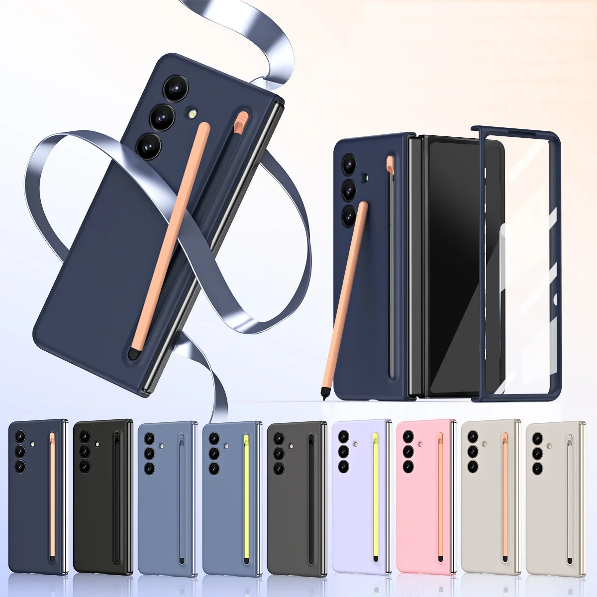 

Силиконовый чехол с S Pen для Smasung Galaxy Z Fold 7 6 5 4 3, противоударный жесткий защитный чехол для ПК Fold5 Fold6 Fold7