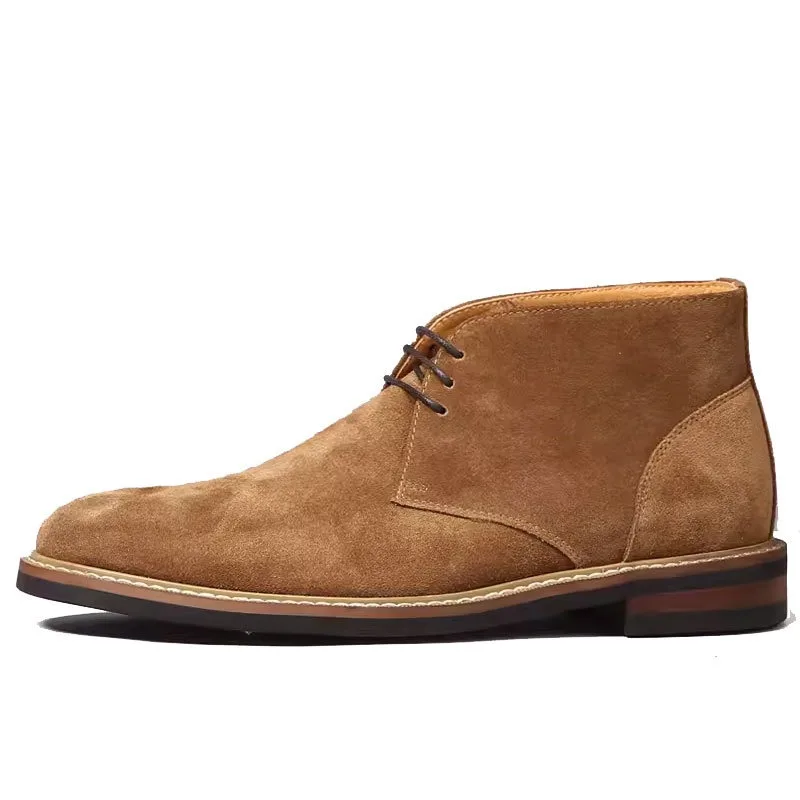 Handmade Cow Suede Mens Chelsea Boots Luxury Genuine Leather 2026 Autumn New Fashion Retro British Style Wedding Shoes Male