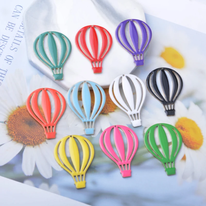 6 Stück Kupfer beidseitig emaillierte Heißluftballon-Anhänger für die Herstellung von Ohrringen, DIY-Schmuckzubehör – Detail 3