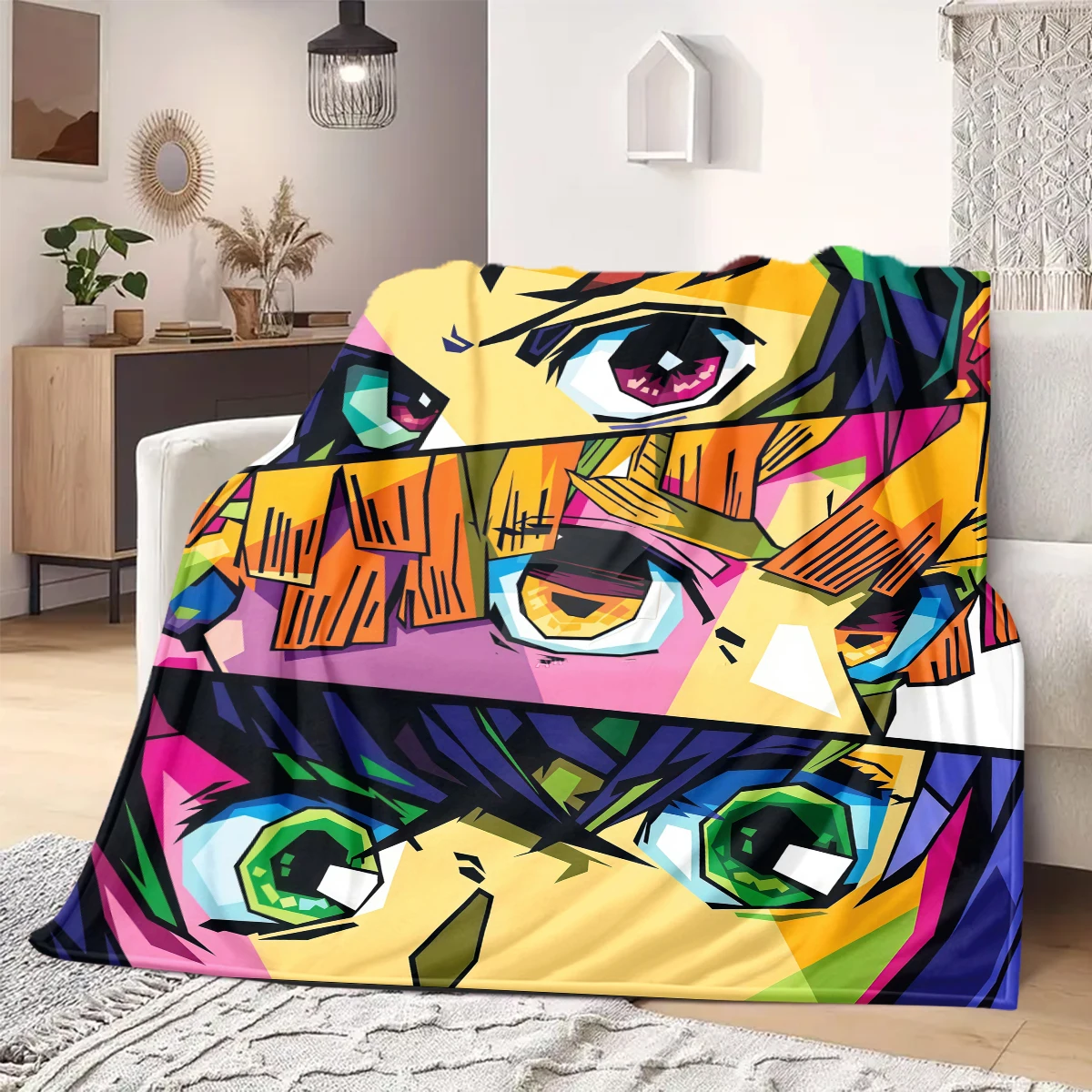 Demon Slayer Flannel Blanket Trendy Pattern Perfect For Home Bed Sofa Chair Travel Picnic -HE23