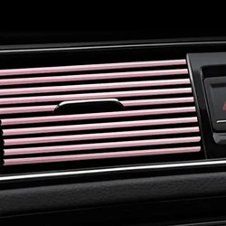 Car Air Conditioner Vent Outlet Trim 10pcs Pink DIY U Shape Car Trim Strip Auto Interior Side Air Vents Strip Car Interior Trim