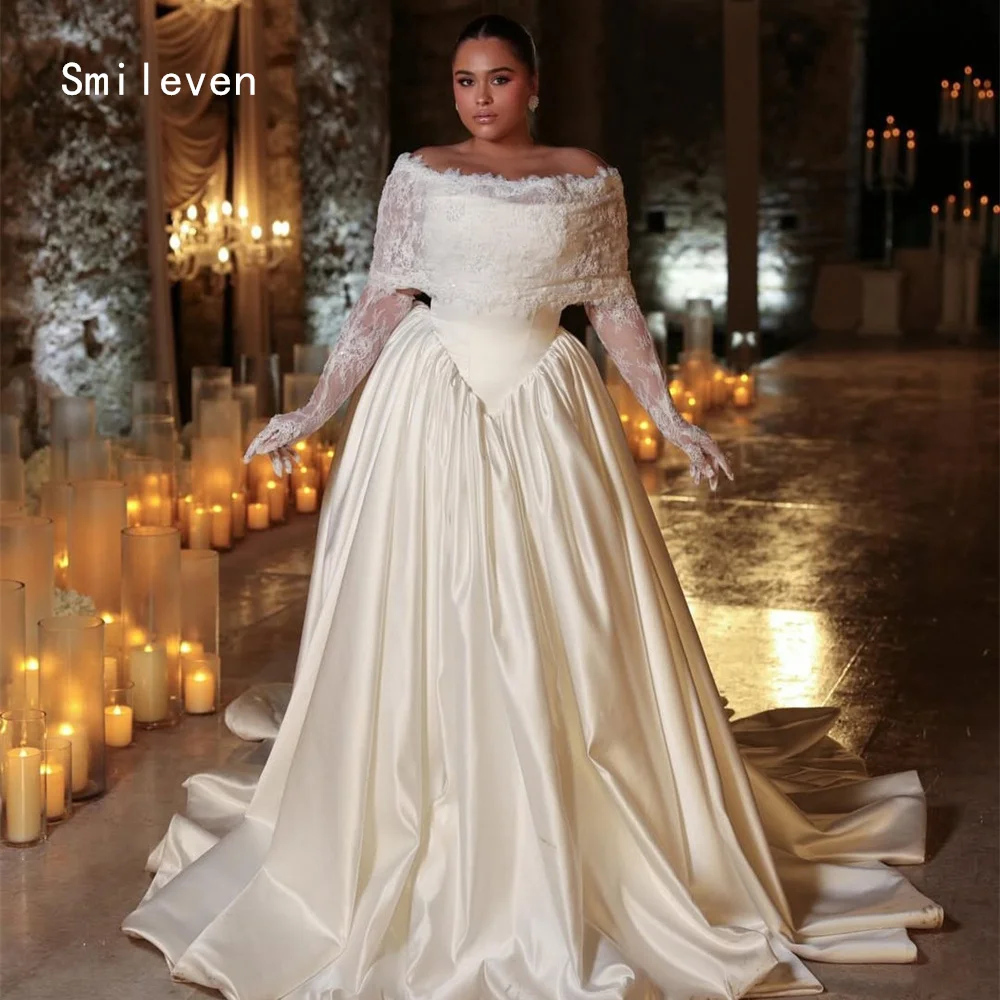 

Smileven Luxury Pleat A Line Prom Dress Classical Off The Shoulder Party Gowns Appliques Formal Occassion Dress Customized 2026