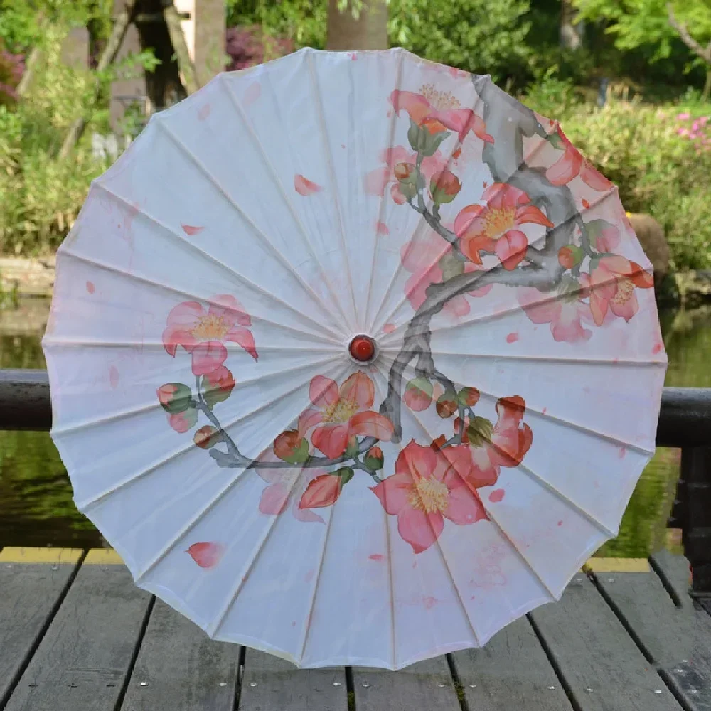 84CM Large Women Rain Waterproof Beach Uv Shade Umbrella Chinese Paper Parasol Silk Dance Japanese Decorative Cosplay Paraguas