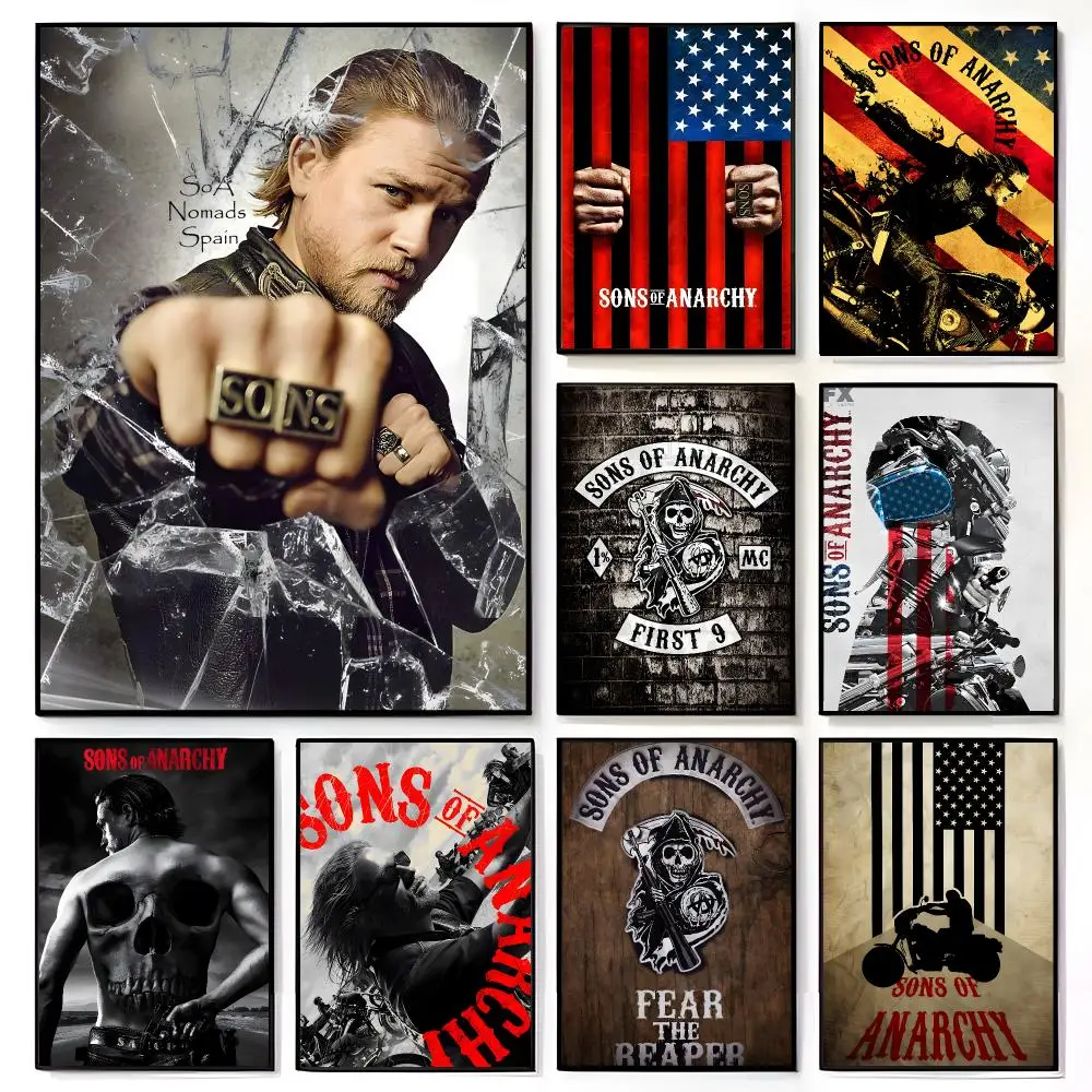 Biker Drama Series S-Sons Of Anarchy Poster American Film Mural Home Childrens Room Wall Decor Print