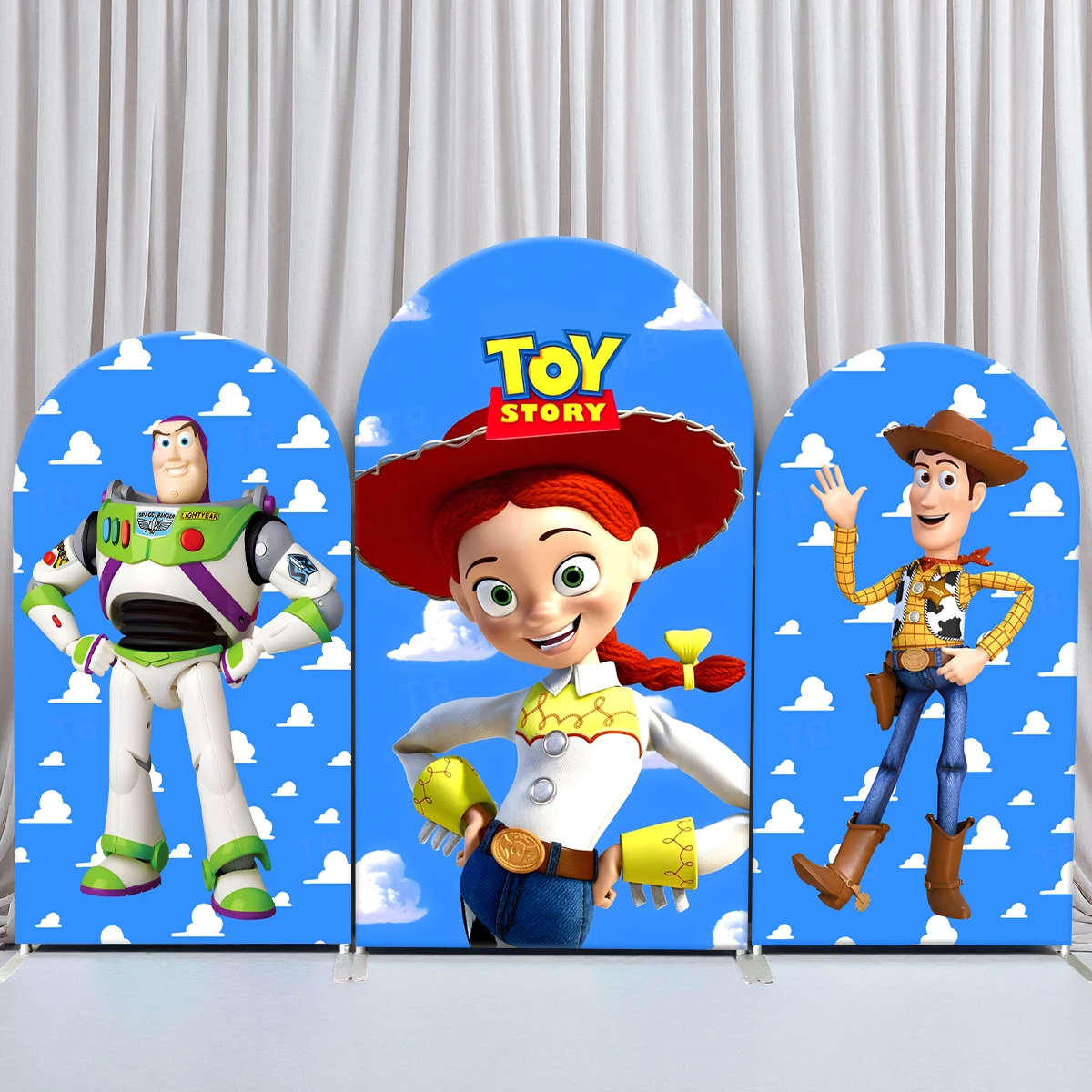 

TB Toy Story Buzz Lightyear Arch Backdrop Cover for Kids Birthday Party Decor Baby Shower Photography Background Elastic Fabric
