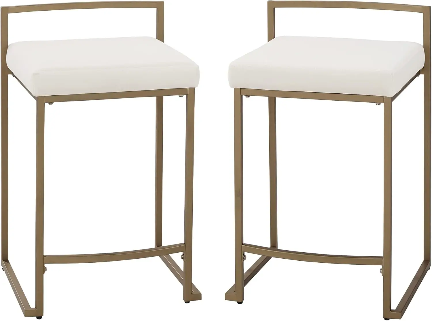 Harlowe Upholstered Seat Counter Height Bar Stools Set Of 2, Kitchen And Dining, Crème And Gold