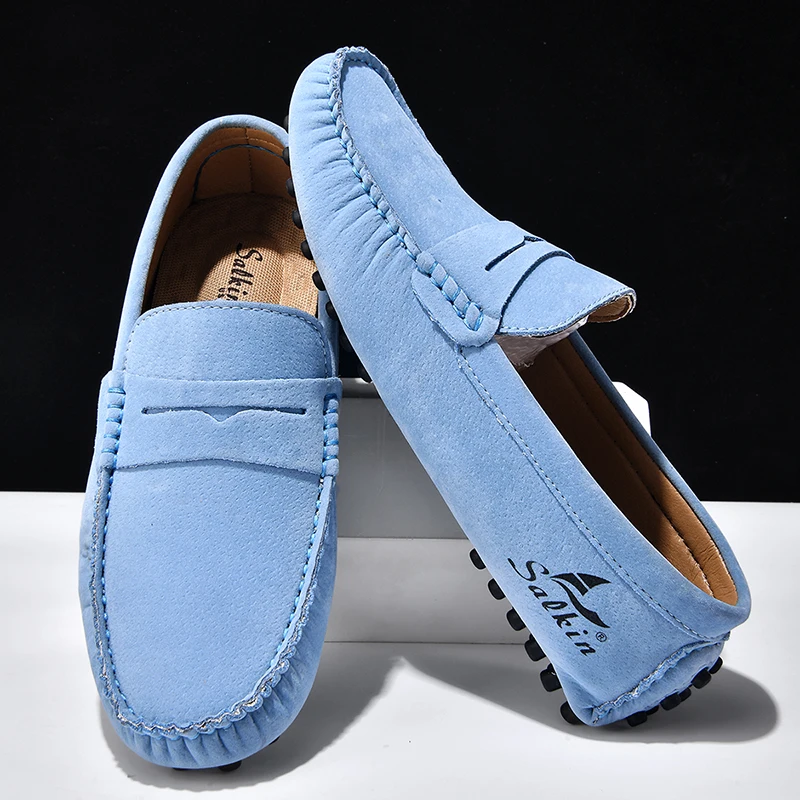 

ELUVA Men Casual Shoes Handmade Loafers Man Breathable Slip-on Mens Driving Flat Shoes Comfortable Boat Shoe Loafers for Men