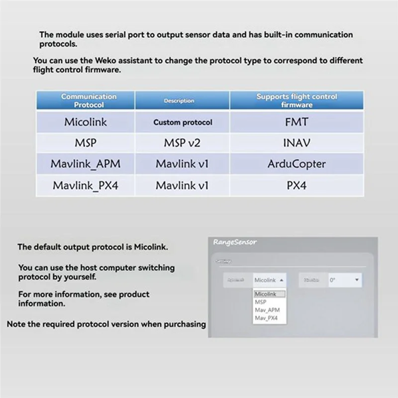 B03B-Micoair MTF-02P Optical Range And Flow Sensor 6M, Compatible With Micolink/Ardupilot/Px4/Inav